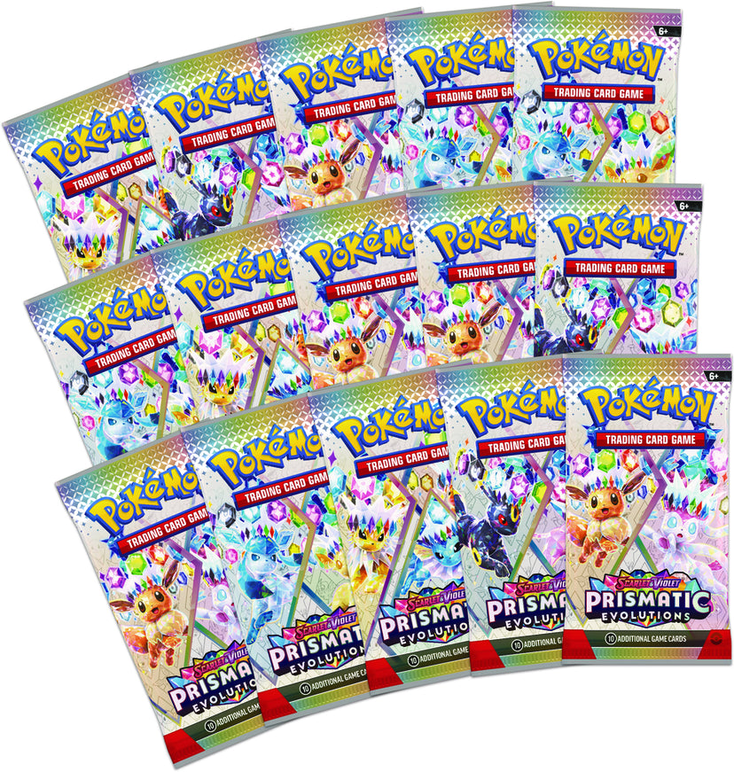 Pokémon SV 8.5 Prismatic Evolutions Super Premium Collection. En eksklusiv samling med Eevee og dens udviklinger, fyldt med boosterpakker og tilbehør.
Alt-tekst: Et billede af Pokémon SV 8.5 Prismatic Evolutions Super Premium Collection indeholder hele 15 booster-pakker.