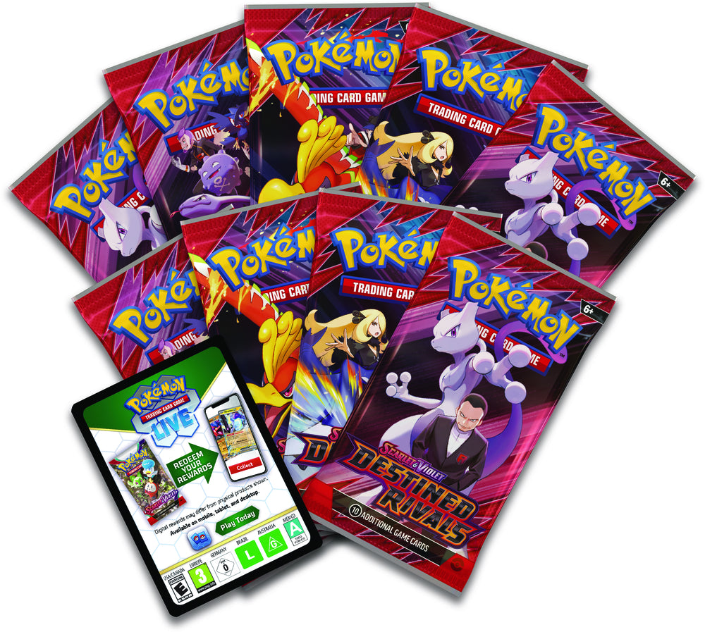 Pokémon SV10 Destined Rivals Elite Trainer Box indeholder 9 boosterpakker.