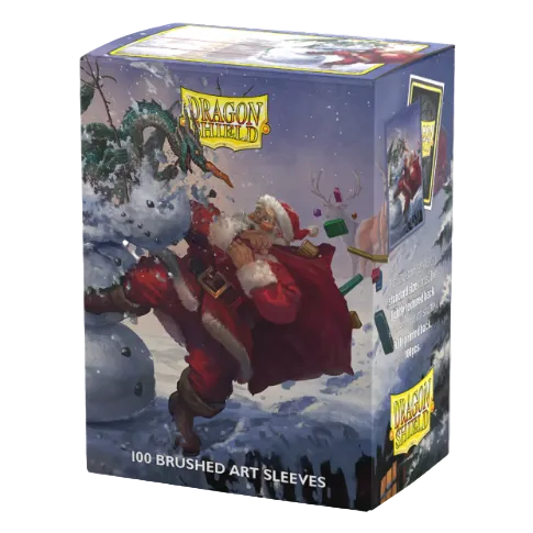 Christmas 2025 Brushed Art Sleeves, pakke med 100 kortlommer (63x88 mm) med julemotiv og brushed art‑finish.