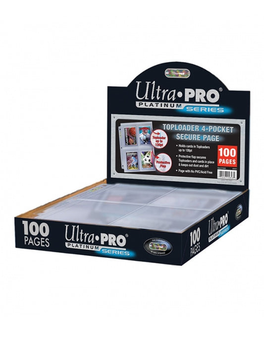 Ultra Pro - Platinum Pocket Pages - 4-Pocket Secure Platinum Page for Toploaders