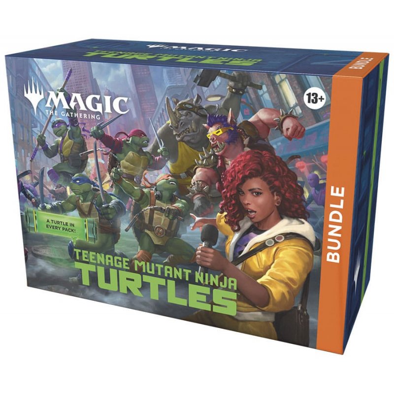 MTG Teenage Mutant Ninja Turtles Bundle med TMNT‑tema og samlervenlig emballage.