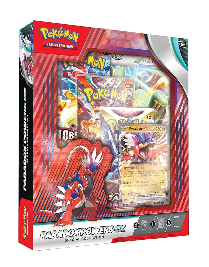 Pokémon Paradox Powers ex Special Collection – indeholder stærke ex-kort, booster-pakker & et jumbo foil-kort.