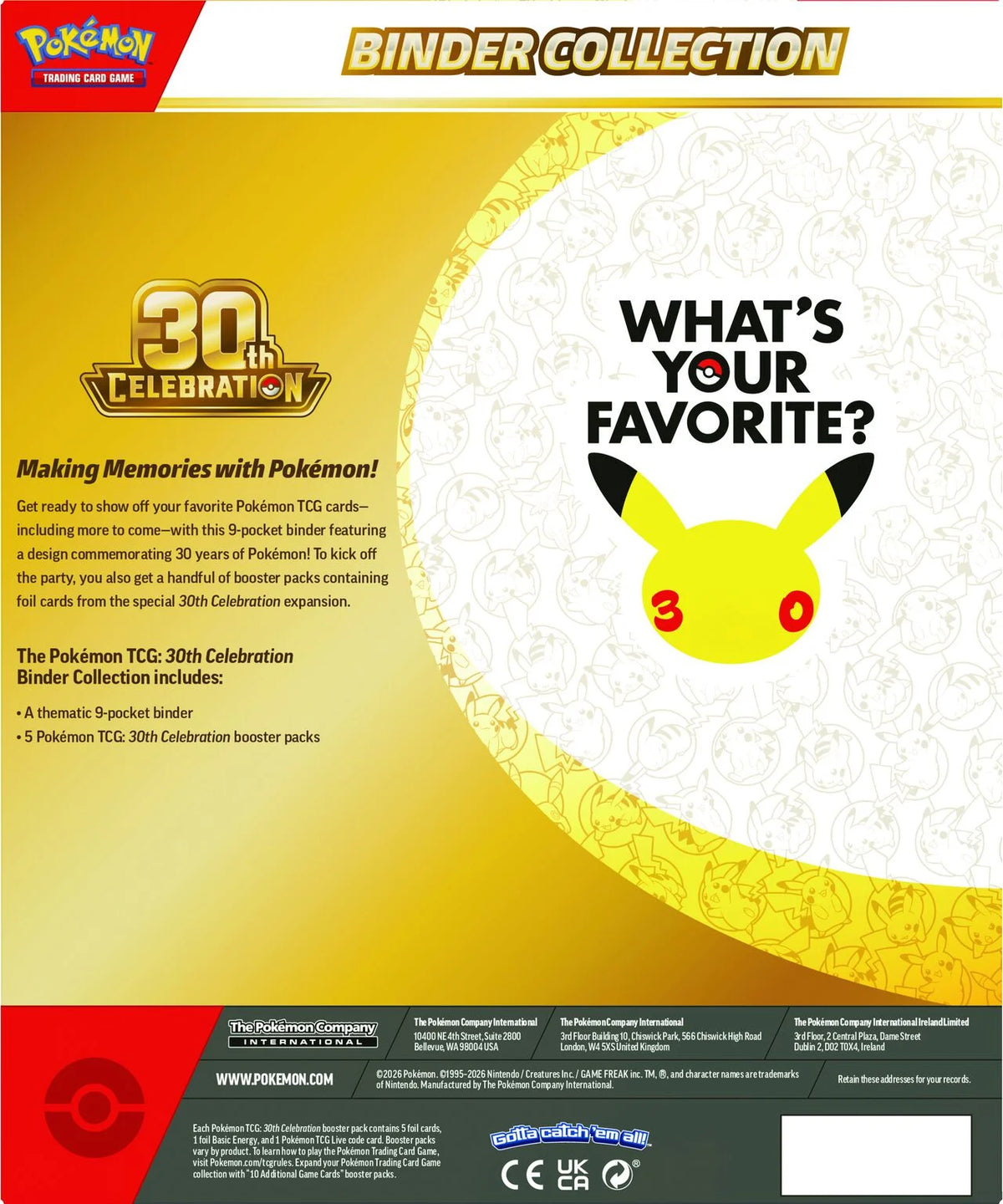 Pokemon 30th Celebration Binder indeholdt