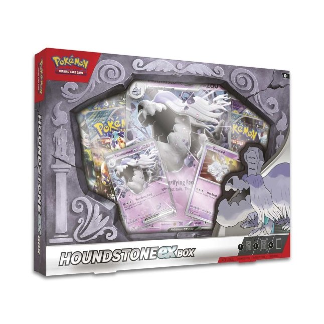 Pokémon TCG: Houndstone Ex Box – en imponerende kortsamling med Houndstone ex og taktiske Pokémon-kort.