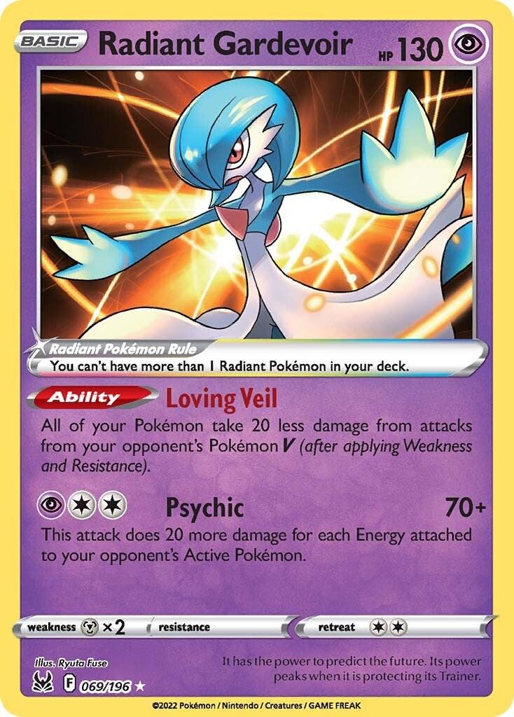 Pokémon Radiant Gardevoir 069/196 Radiant Rare holo‑kort med Shiny Gardevoir.