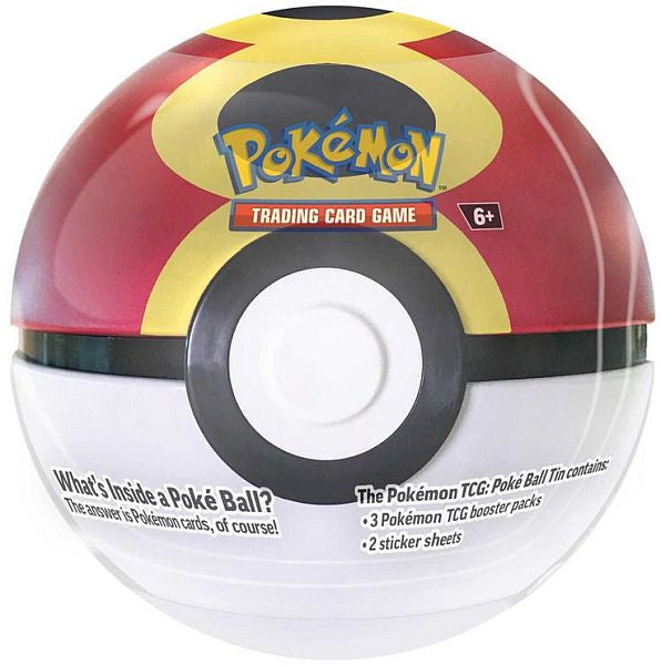 Pokémon TCG Repeat Ball Tin 2025 med 3 boosterpakker og mønt.