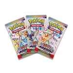 Pokémon SV8.5 Prismatic Evolutions Poster Collection indeholder hele 3 booster-pakker og et imponerende Pokémon-plakat.