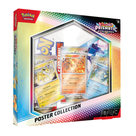 Pokémon SV8.5 Prismatic Evolutions Poster Collection Box – eksklusivt sæt med promo-kort, plakat og booster-pakker, perfekt til samlere.