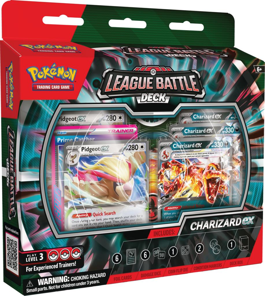 Pokémon TCG: League Battle Deck – Charizard ex. Et taktisk deck fyldt med stærke kort til Pokémon-kampe.