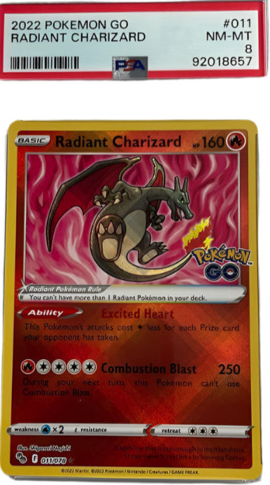 Pokmon kort Radiant Charizard Pokmon GO - 011/078 - PSA 8 Fun-shop Pokmon kort Radiant Charizard Pokmon GO - 011/078 - PSA 8 Fun-shop