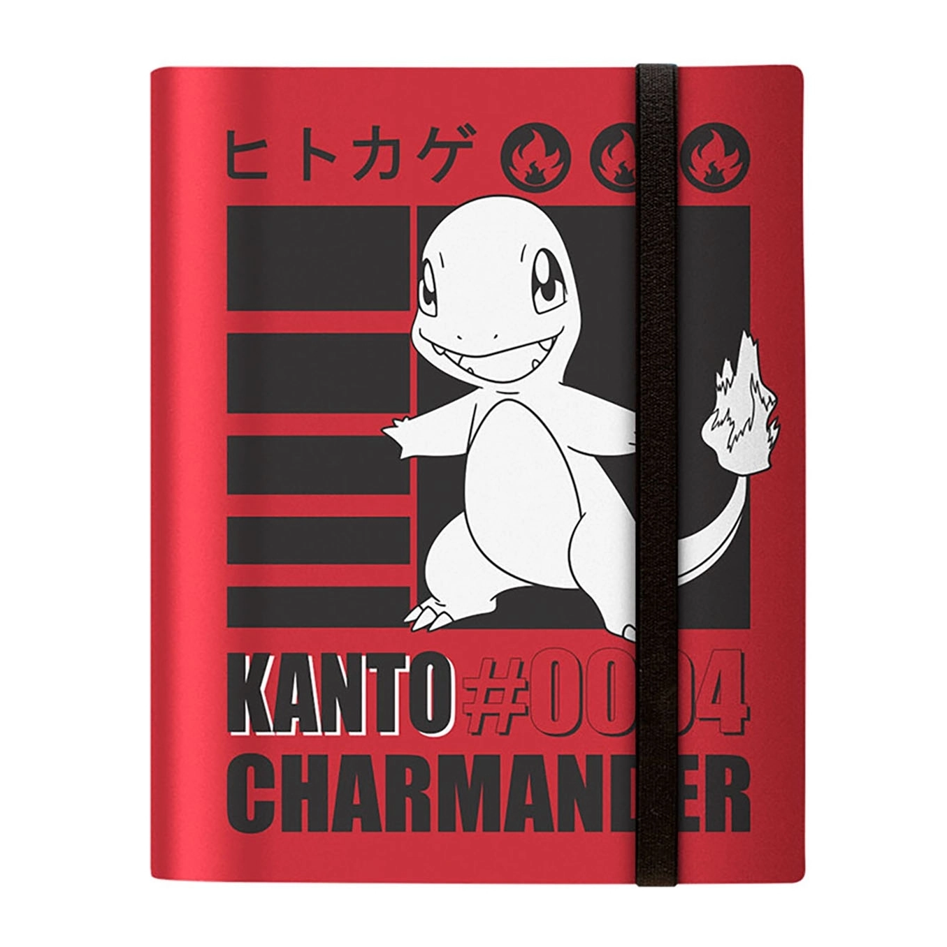 En 9-Lommer Pokémon kort mappe som har et billede af Charmander på forsiden.