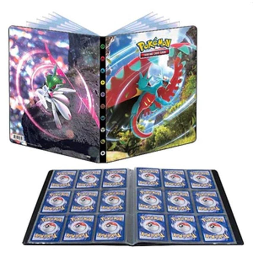 9-lommers Pokémon-mappe med Paradox Rift-design fra Scarlet & Violet – perfekt til systematisk kortopbevaring.