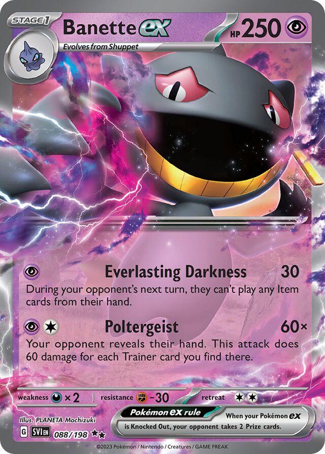 Banette – 088/198 SV01 Scarlet & Violet Pokémon-kort med et mørkt og unikt design samt spændende holografiske effekter.