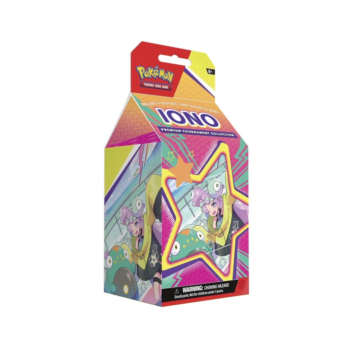 Pokémon Iono Premium Tournament Collection med sjældne kort og turneringsklar tilbehør til den dedikerede spiller.