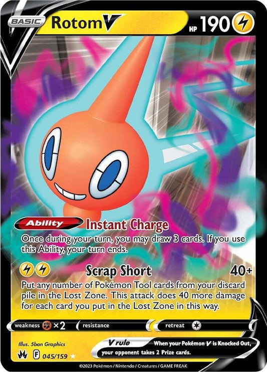 Rotom V er et Super Rare V kort fra Pokemon SWSH Crown Zenith serien.