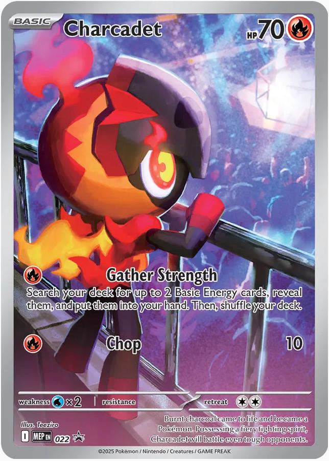 Charcadet er et Pokemon promo kort i Mega Evolution serien. Kortet har nummer 022.