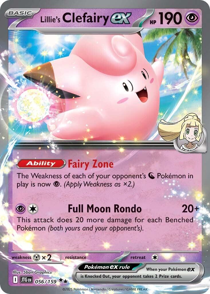 Lillie’s Clefairy ex er et Double Rare / Super Rare ex (SV) kort fra Pokemon SV09 Journey Together serien med nummer 056/159.