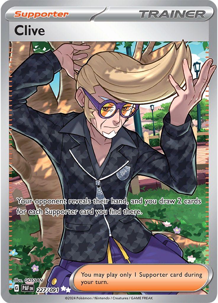 Clive er et Ultra Rare / Secret Rare kort fra Pokemon SV04.5 Paldean Fates serien.