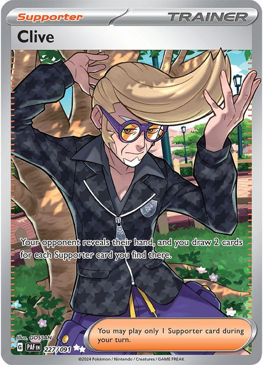Clive er et Ultra Rare / Secret Rare kort fra Pokemon SV04.5 Paldean Fates serien.