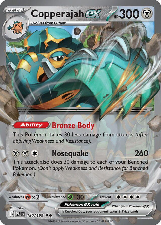 Copperajah ex er et Double Rare / Super Rare ex kort fra Pokemon SV02 Paldea Evolved serien. Kortet har nummer 150/193.