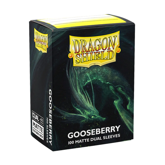 Dragon Shield Gooseberry Matte Sleeves med matte tekstur og et sort indre, der fungerer som en elegant baggrund for dine kort.