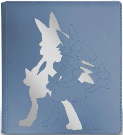 Pokémon Elite Series Lucario 9-Pocket Zippered PRO-Binder med artwork af Lucario, polstret læderlignende cover, lynlås og plads til 360 Pokémon kort.