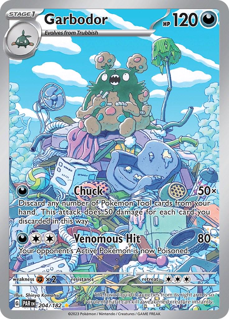 Garbodor er et Illustration Rare /Secret Rare kort fra SV04 Paradox Rift serien Pokemon.