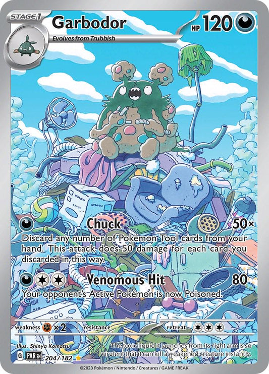Garbodor er et Illustration Rare /Secret Rare kort fra SV04 Paradox Rift serien Pokemon.