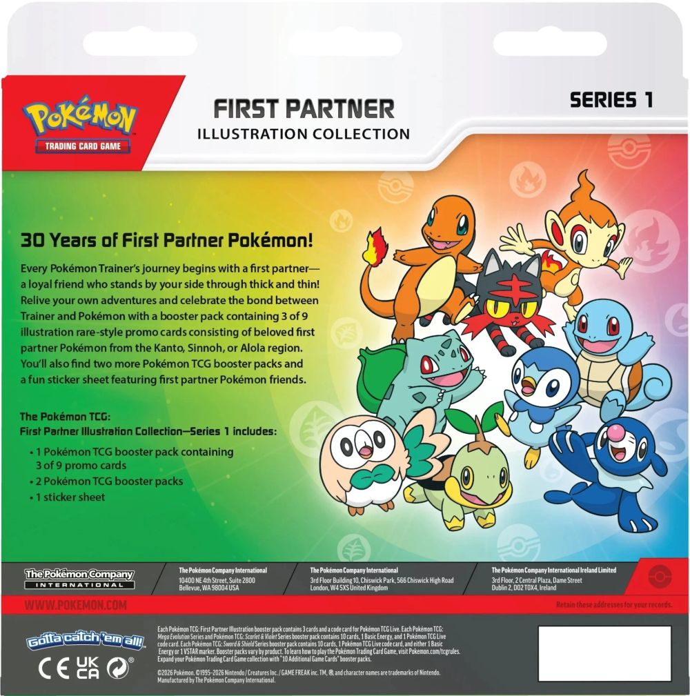 Illustrationssamling fra Pokémon – First Partner Illustration Collection: Series 1 -2