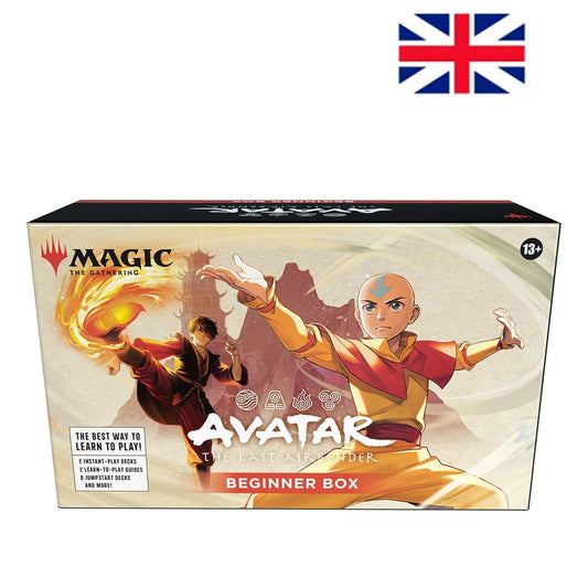 Magic: The Gathering Avatar: The Last Airbender Beginner Box med kort, spillemåtter og vejledninger – perfekt til nye spillere og Avatar-fans.