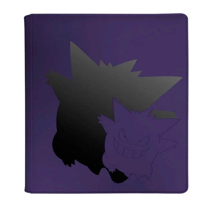 Elite Gengar 12-Pocket Zippered PRO Binder fra Ultra PRO – sort mappe med lynlås og Gengar-design, plads til 12 kort pr. side.