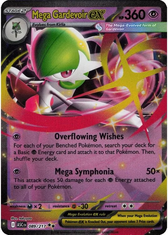 Mega Gardevoir ex er et Double Rare kort fra Pokemon ME02.5 Ascended Heroes serien og har nummer 089/217.