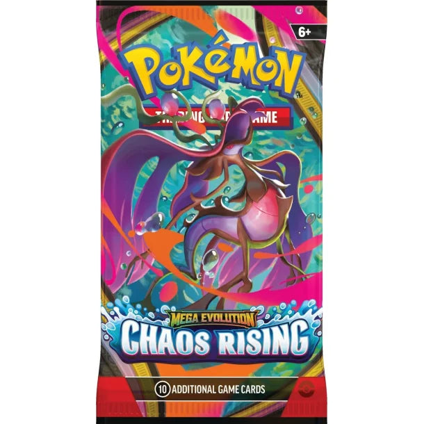 Mega Evolution Chaos Rising ME04 booster med Pokémon kort og mulighed for sjældne og holografiske kort  - variant Dragalge.