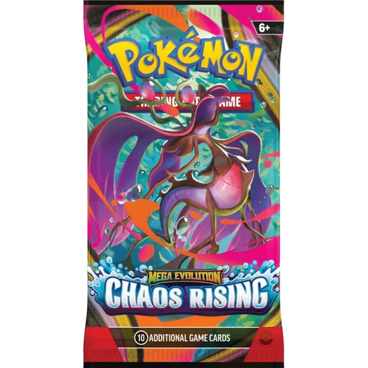 Mega Evolution Chaos Rising ME04 booster med Pokémon kort og mulighed for sjældne og holografiske kort  - variant Dragalge.