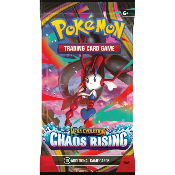 Mega Evolution Chaos Rising ME04 booster med Pokémon kort og mulighed for sjældne og holografiske kort - variant Floette.