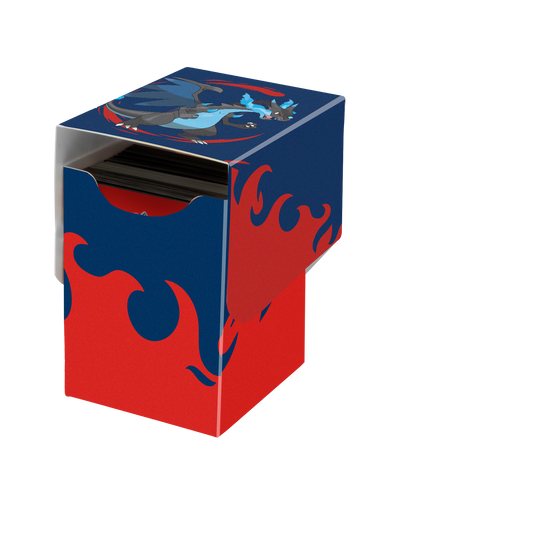 Pokémon Mega Charizard X Deck Box med plads til 80+ kort og ikonisk Charizard‑design.