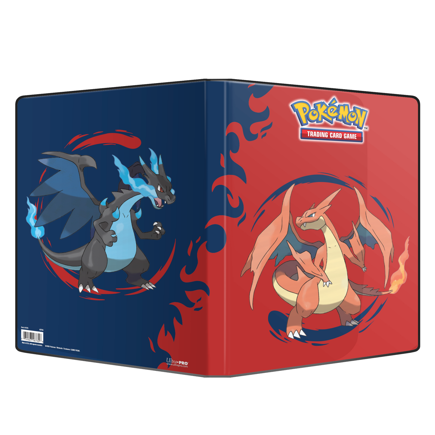 Pokémon Mega Charizard X & Mega Charizard Y 9‑Lommer Mappe med plads til 180 Pokémon‑kort.