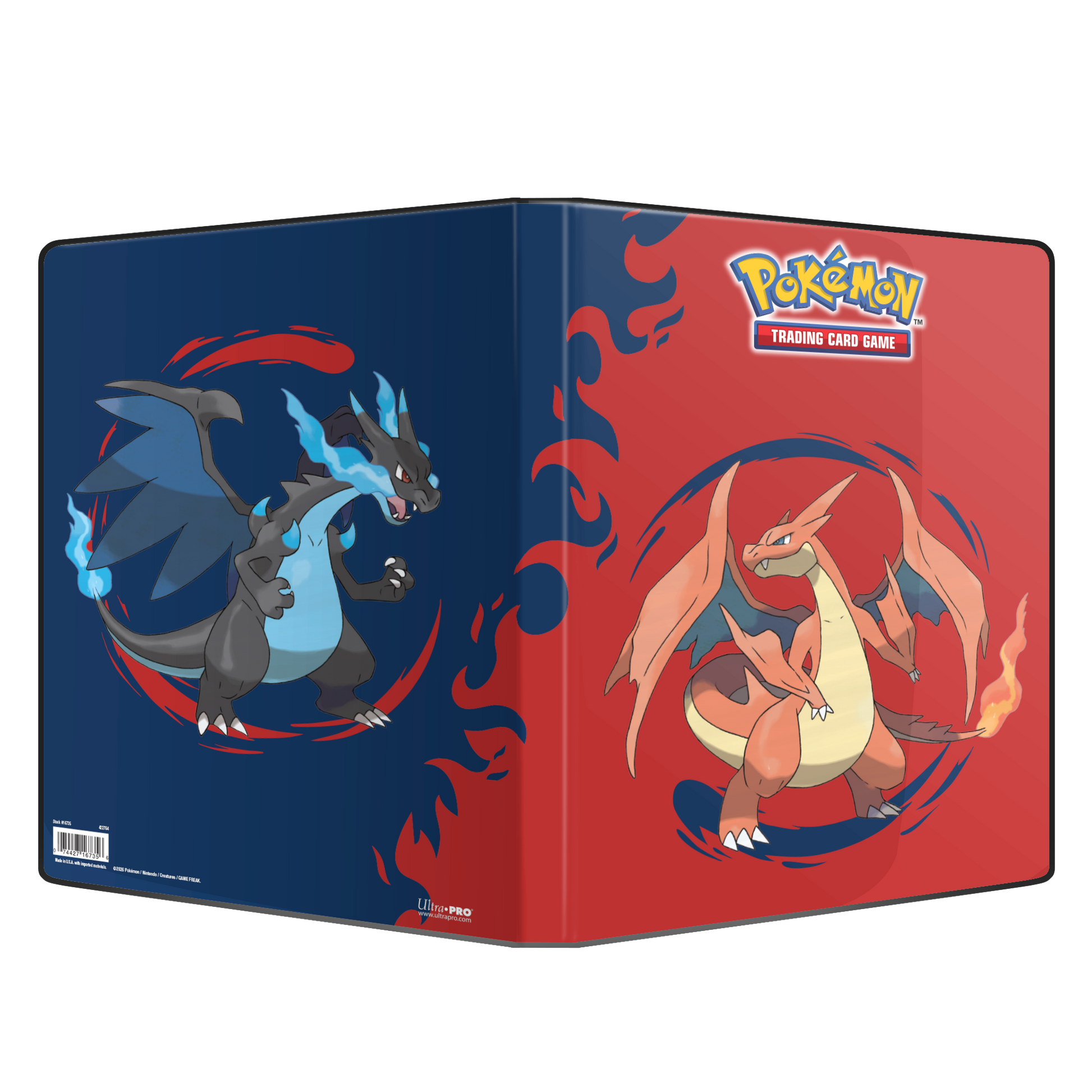 Pokémon Mega Charizard X & Mega Charizard Y 9‑Lommer Mappe med plads til 180 Pokémon‑kort.