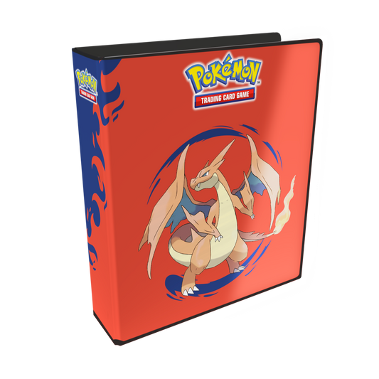 Pokémon Mega Charizard X og Mega Charizard Y Ringbind er en flot og praktisk løsning til at opbevare dine samlekort sikkert.