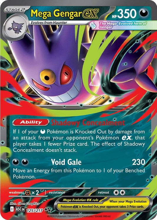 Mega Gengar ex er et Double Rare / Super Rare ex kort fra Pokemon ME02.5 Ascended Heroes serien. Kortet har nummer 125/217.