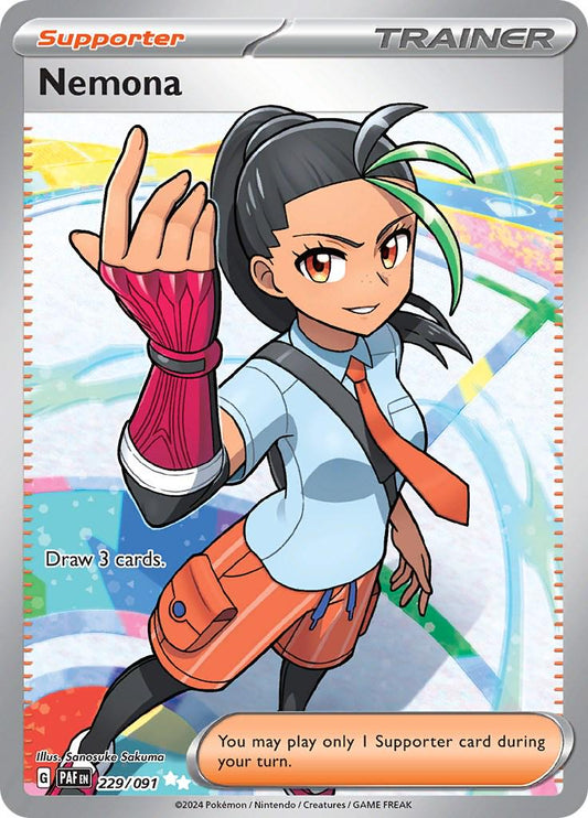 Nemona er et Ultra Rare / Secret Rare kort fra Pokemon SV04.5 Paldean Fates serien.