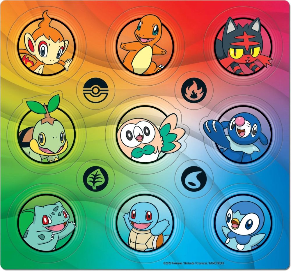 Illustrationssamling fra Pokémon – First Partner Illustration Collection: Series 1 med kunsttryk af klassiske første partner‑Pokémon -new