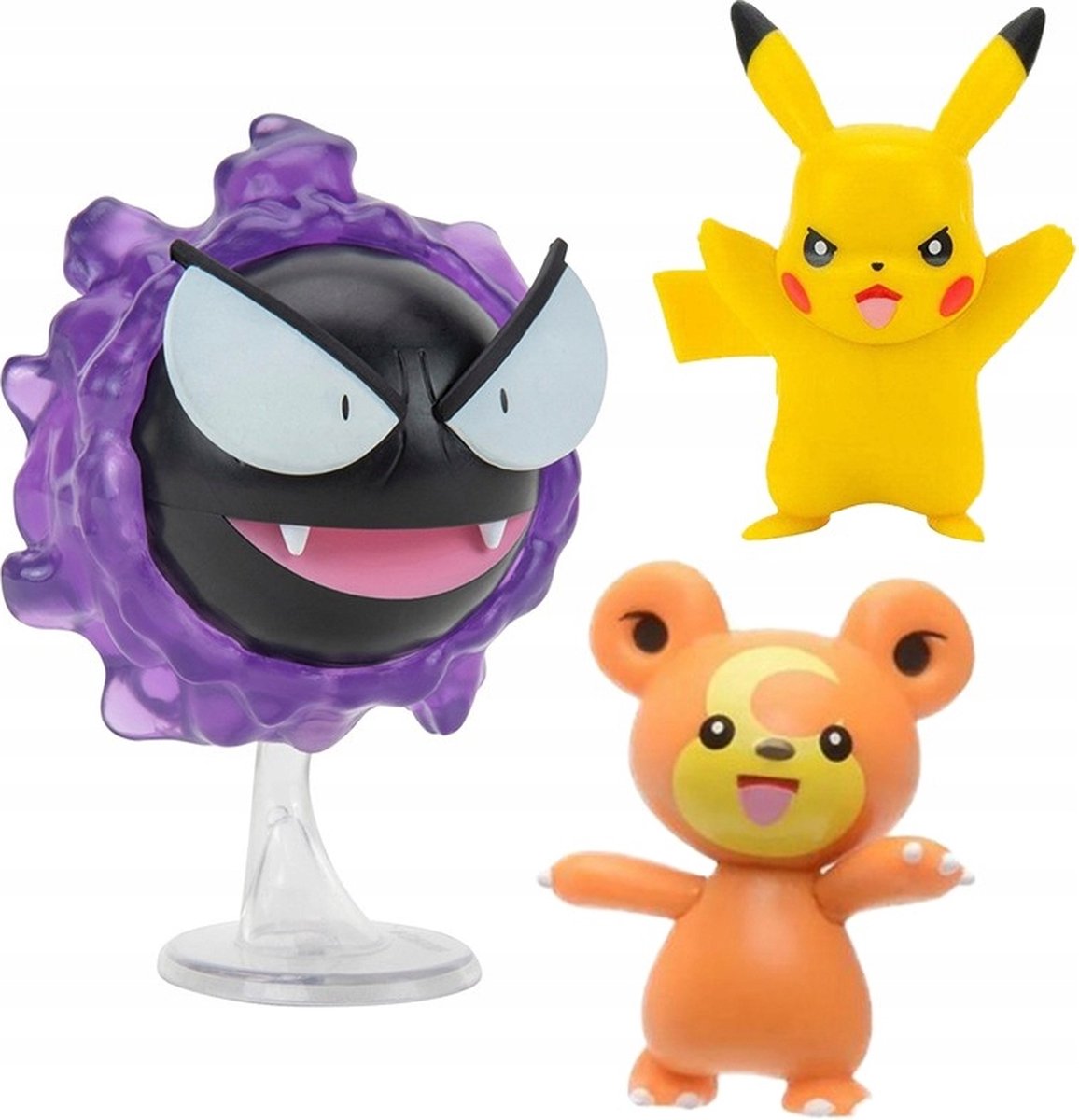 Pokemon Battle Figure Set 3pack - Teddiursa, Pikachu #9, Ghastly