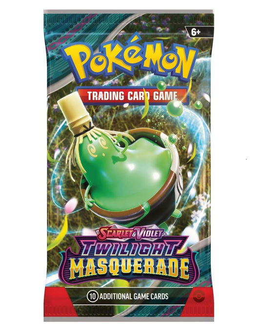 Pokemon booster-pakke fra Scarlet & Violet - Twilight Masquerade-serien som udkom i maj 2024.