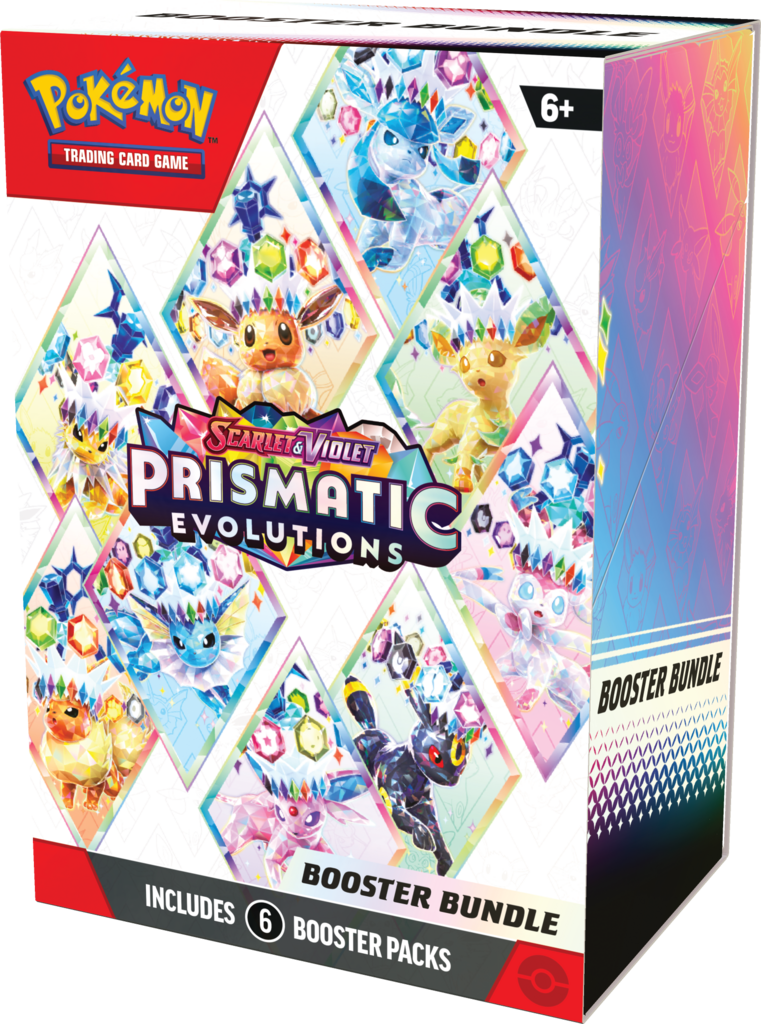 Denne bundle fra Prismatic Evolutions expansion (SV8.5) indeholder 6 booster-pakker fra serien.