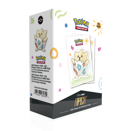 Pokémon Togepi Apex Deck Protector Sleeves, pakke med 105 kortlommer (66x91 mm) med Togepi‑motiv.