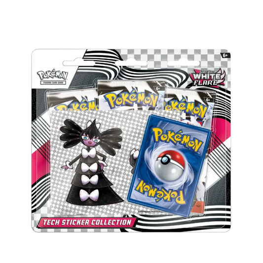 Pokemon White Flare tech-stickers med ikoniske motiver i elegant hvidt flare-design til personliggørelse af elektroniske enheder.