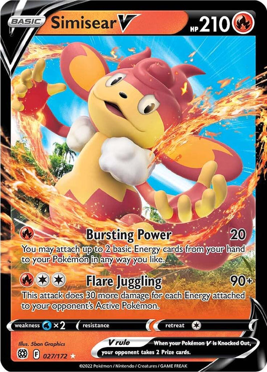Simisear V - 027/172 Pokemon SWSH09 Brilliant Stars