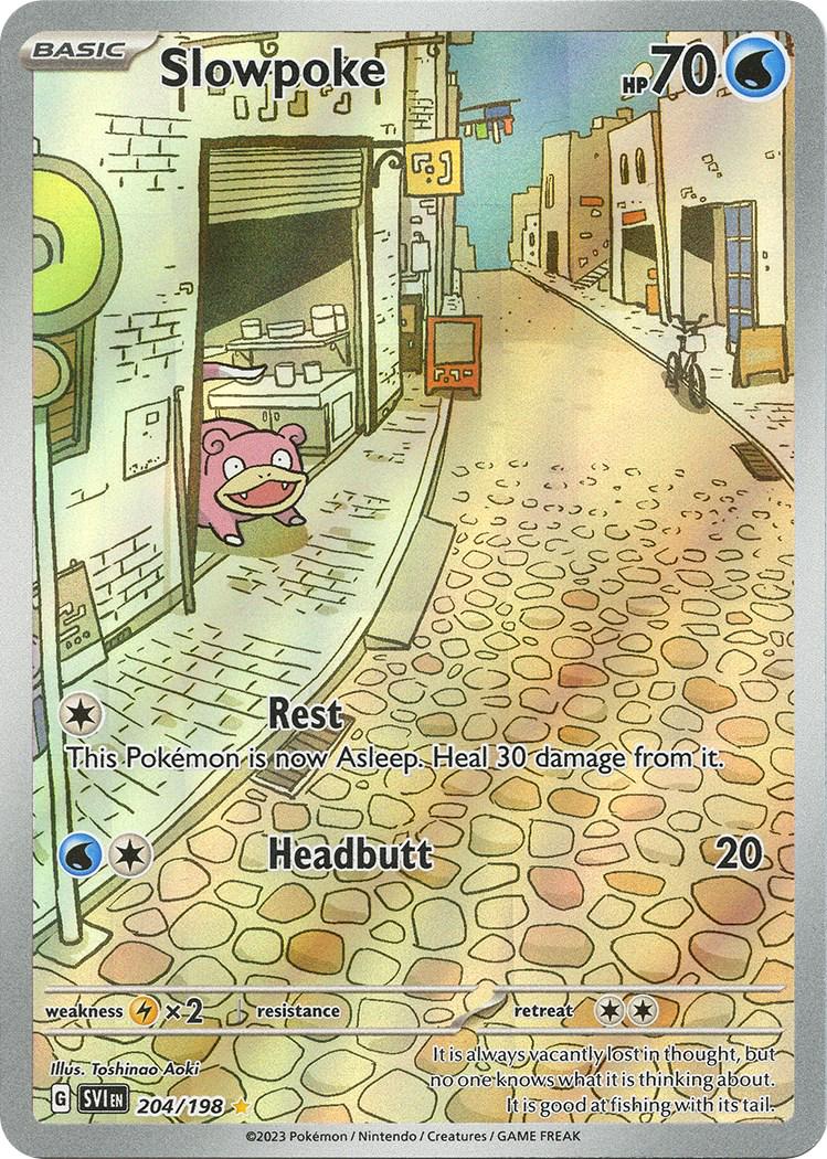 Slowpoke er et Illustration Rare / Secret Rare kort fra Pokemon Scarlet & Violet serien. Kortet har nummer 204/198.