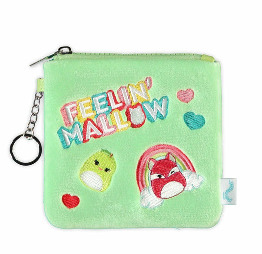 Squishmallows Mixed Squish Fluffy Zip Around Pung med farverigt motiv, fluffy overflade og zip‑around lukning (12x10x3 cm).
